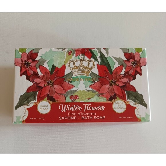 Winter Flowers Handmade Bath Bar 10.5 oz Made in Tuscany Italy Designer Soap Bar - Picture 1 of 8